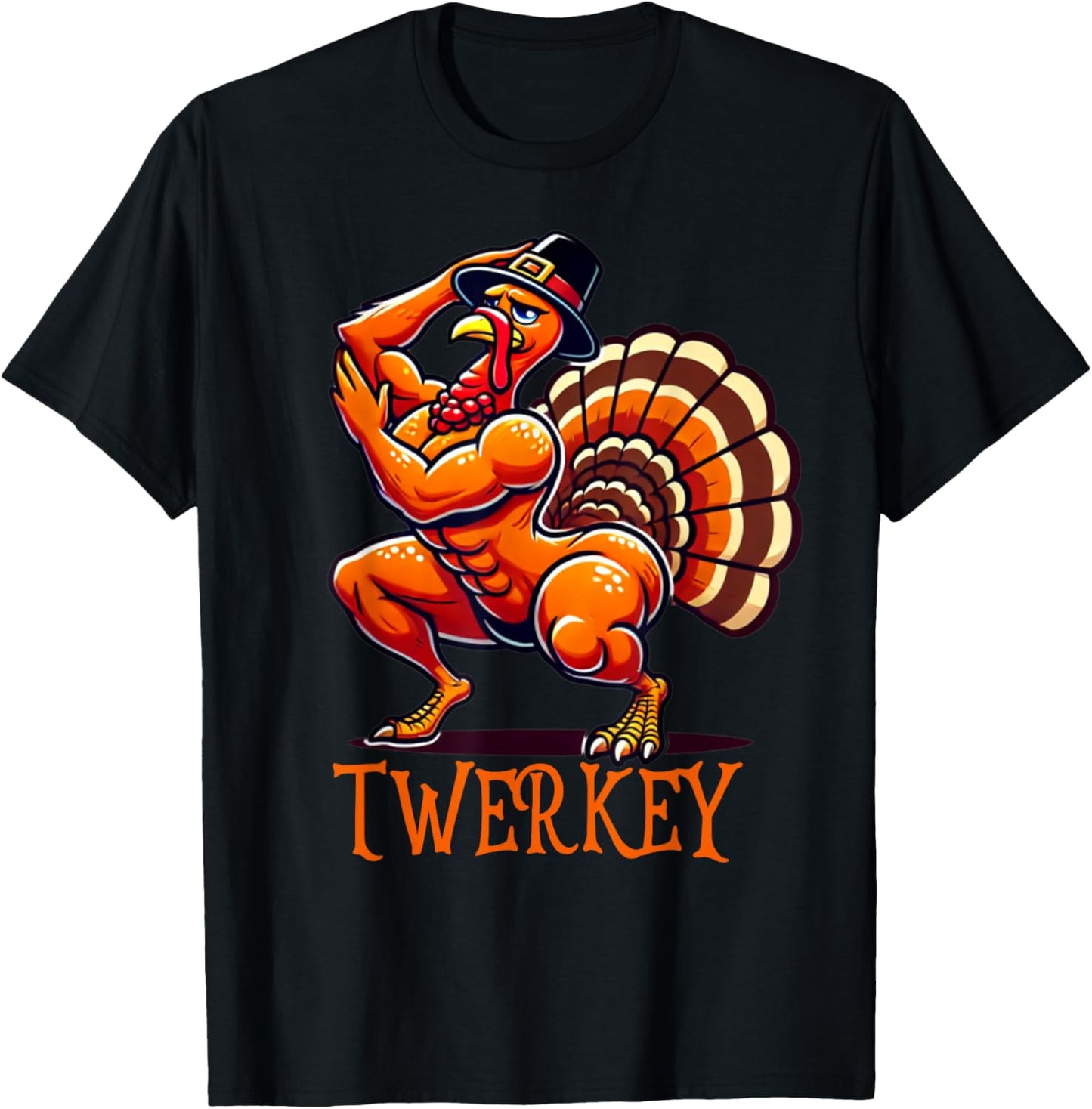 Twerkey Twerk Twerking Funny Dancing Turkey Thanksgiving T-Shirt - T-Shirt | Black