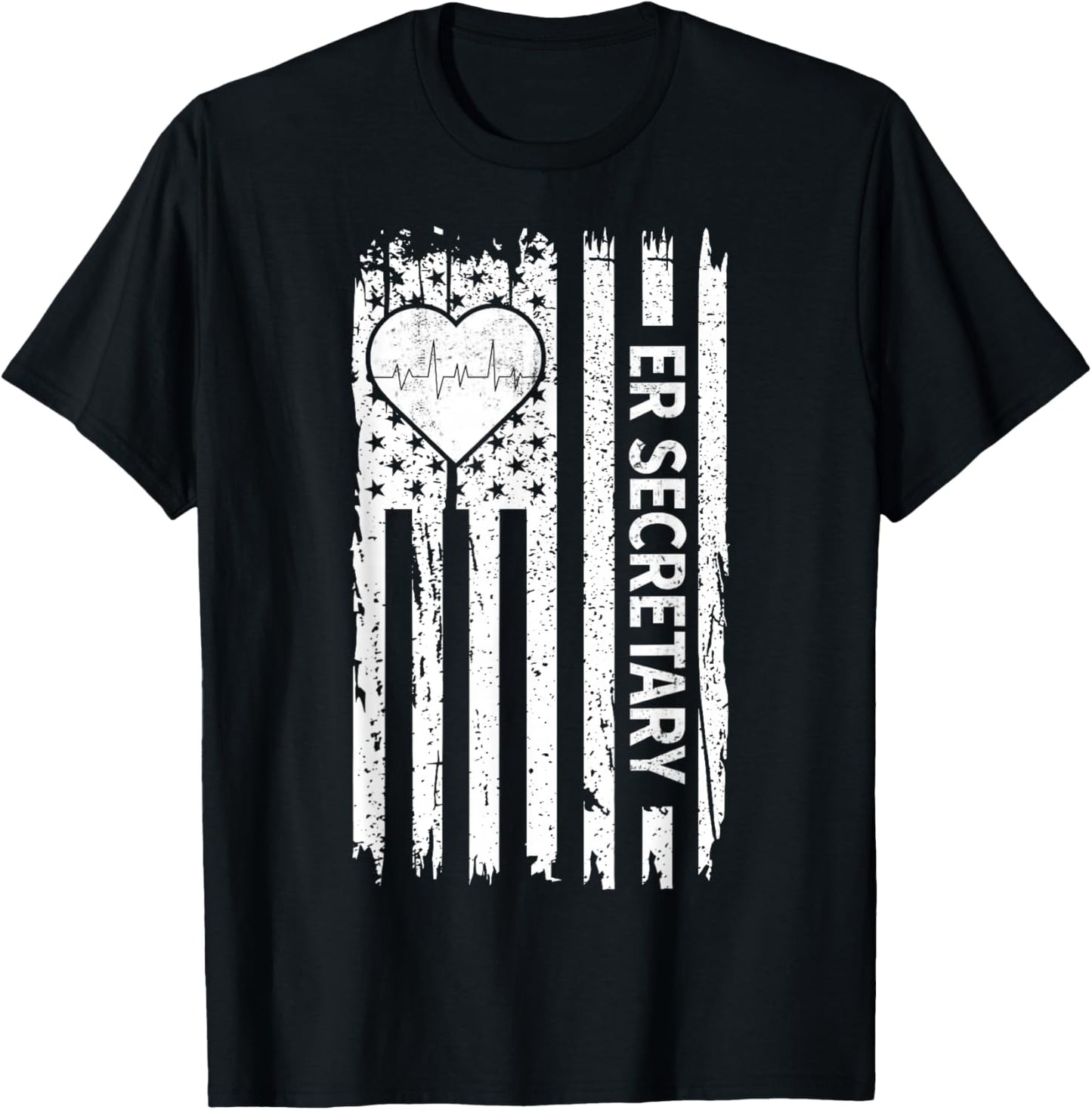 USA Flag Emergency Department ER Secretary T-Shirt - T-Shirt | Black