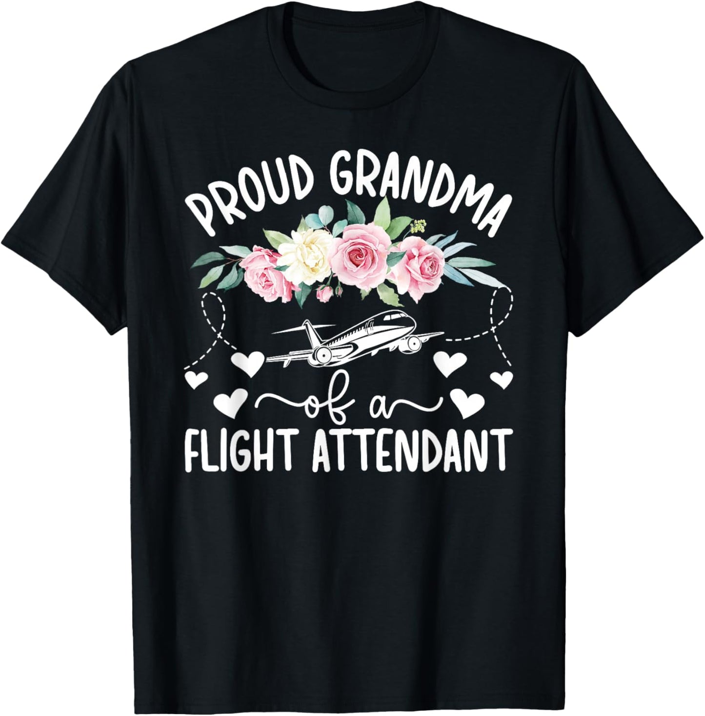 Grandma of A Flight Attendant Grandma Stewardess Grandma T-Shirt - T-Shirt | Black