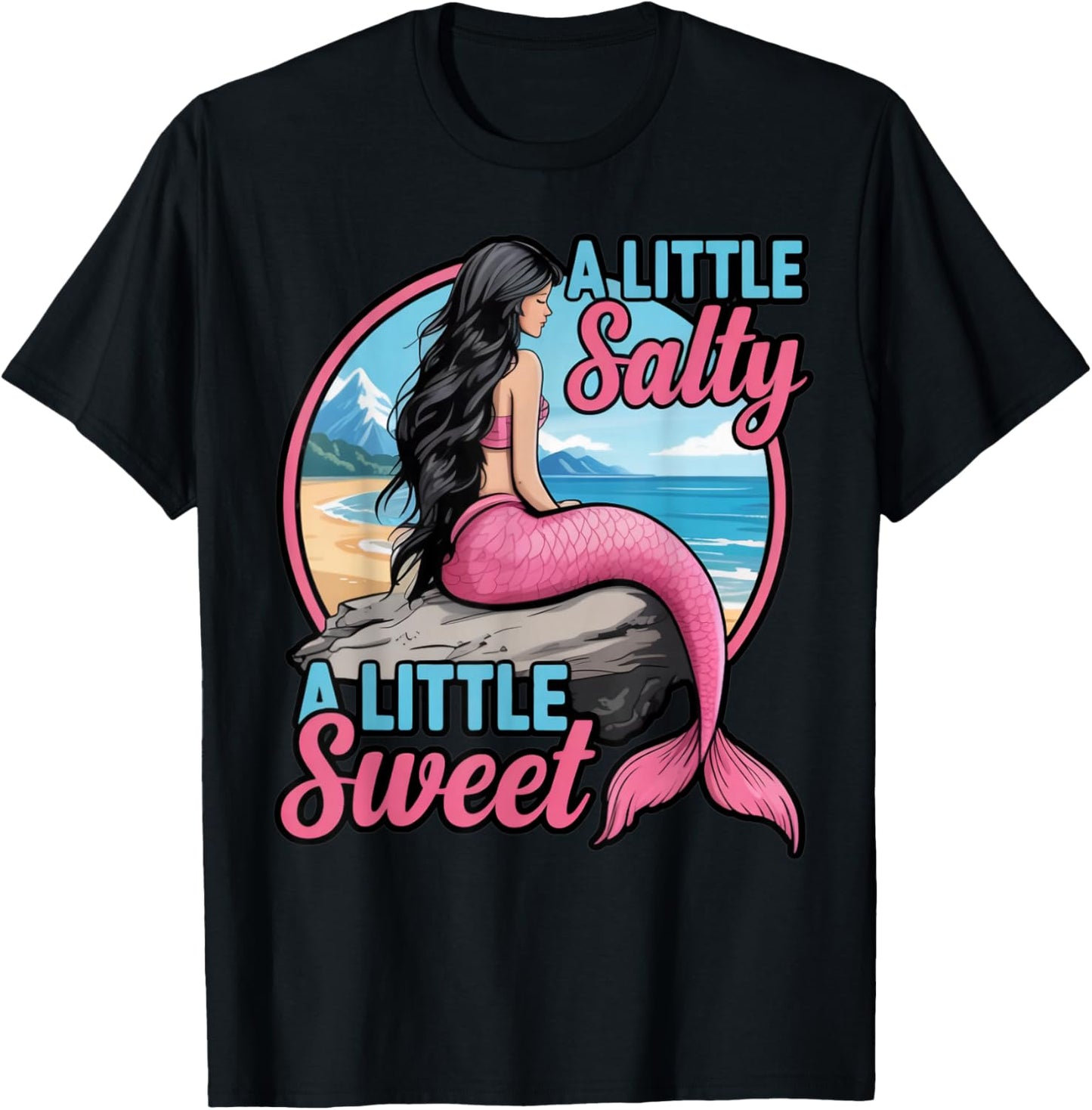 Little Salty Little Sweet Funny Salt Squad Mermaid Salty T-Shirt - T-Shirt | Black
