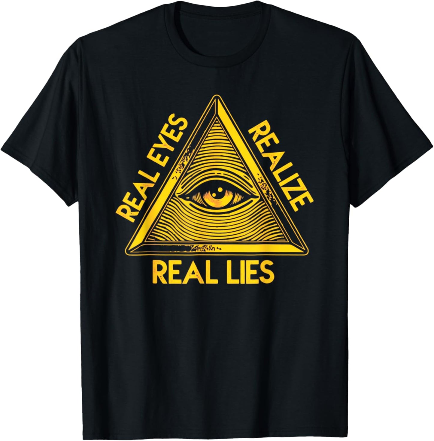 All-Seeing Eye - 'Real Eyes Realize Real Lies Pyramid T-Shirt - T-Shirt | Black