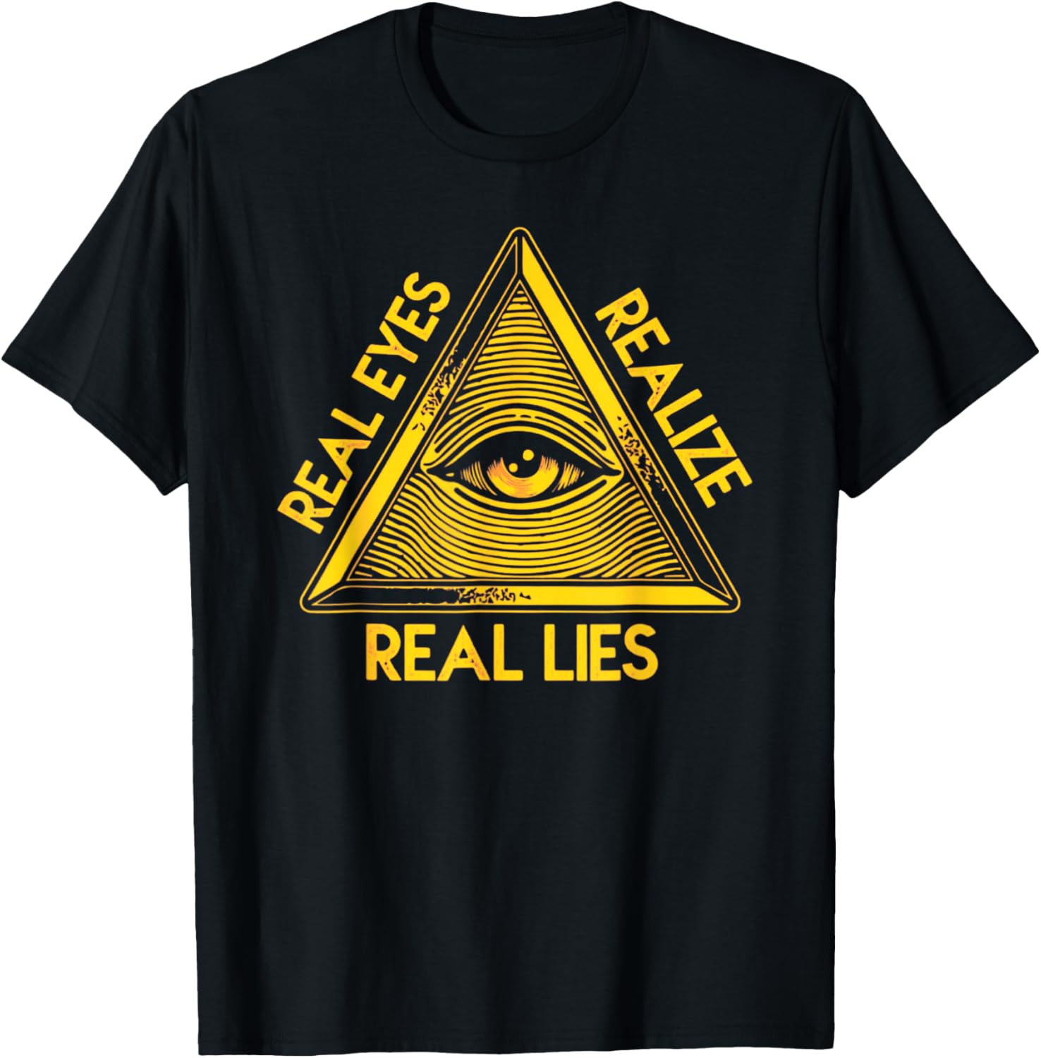 All-Seeing Eye - 'Real Eyes Realize Real Lies Pyramid T-Shirt - T-Shirt | Black