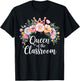 Queen of the Classroom Teacher Appreciation Wildflower Crown T-Shirt - T-Shirt | Black