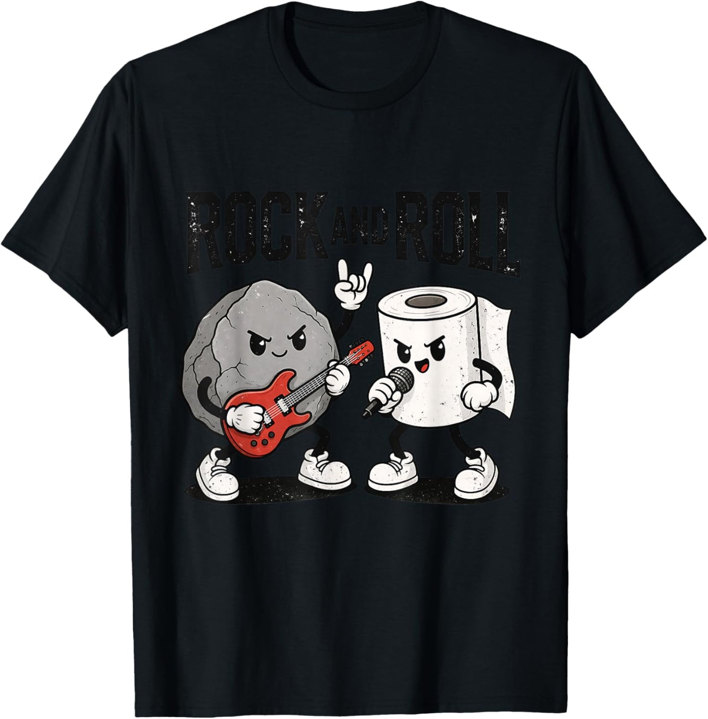 Funny Rock and Roll Band Pun Music Lover T-Shirt - T-Shirt | Black