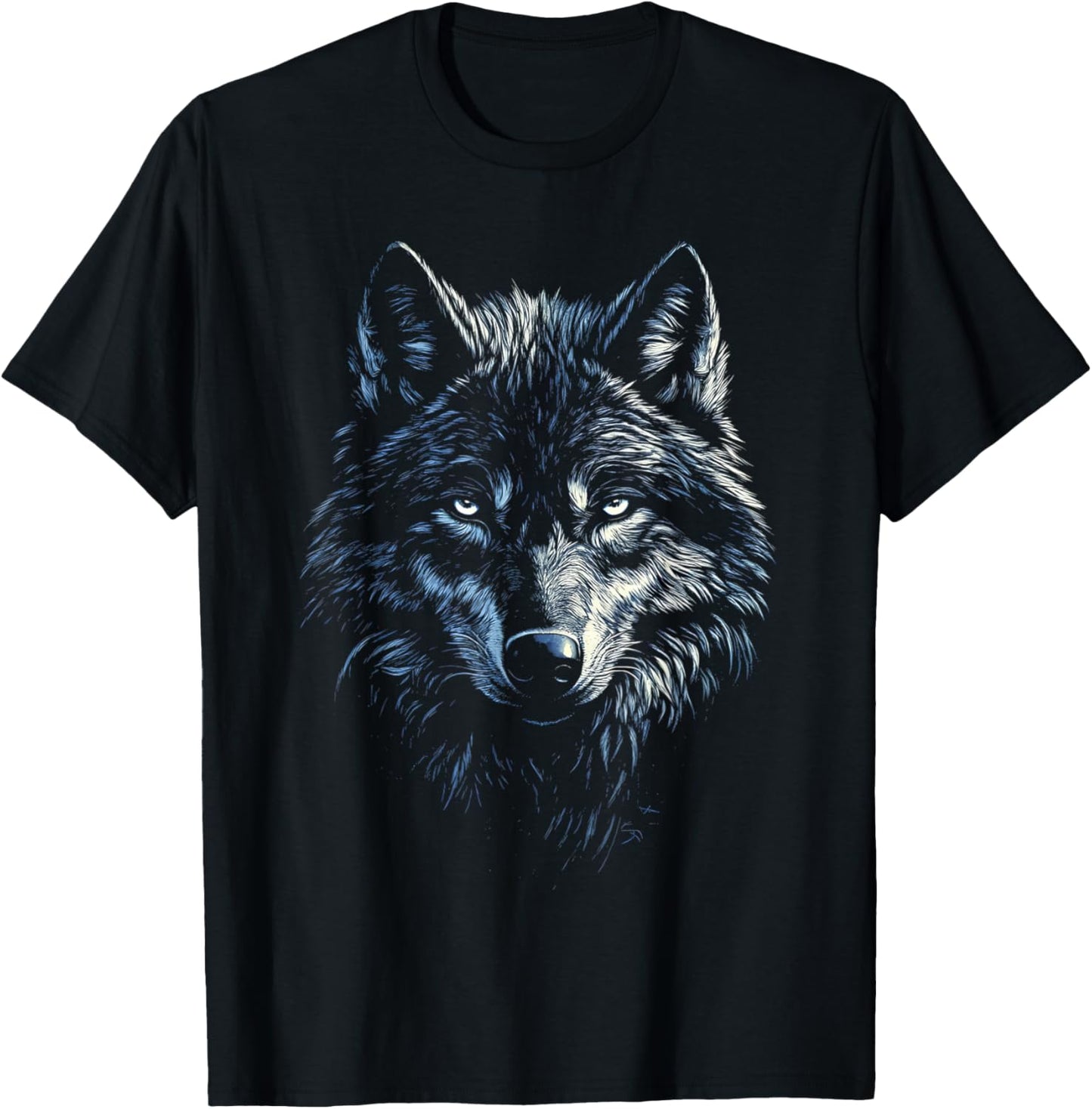 Timber Wolf Face Portrait Distressed Graphic Art Lover Gifts T-Shirt - T-Shirt | Black