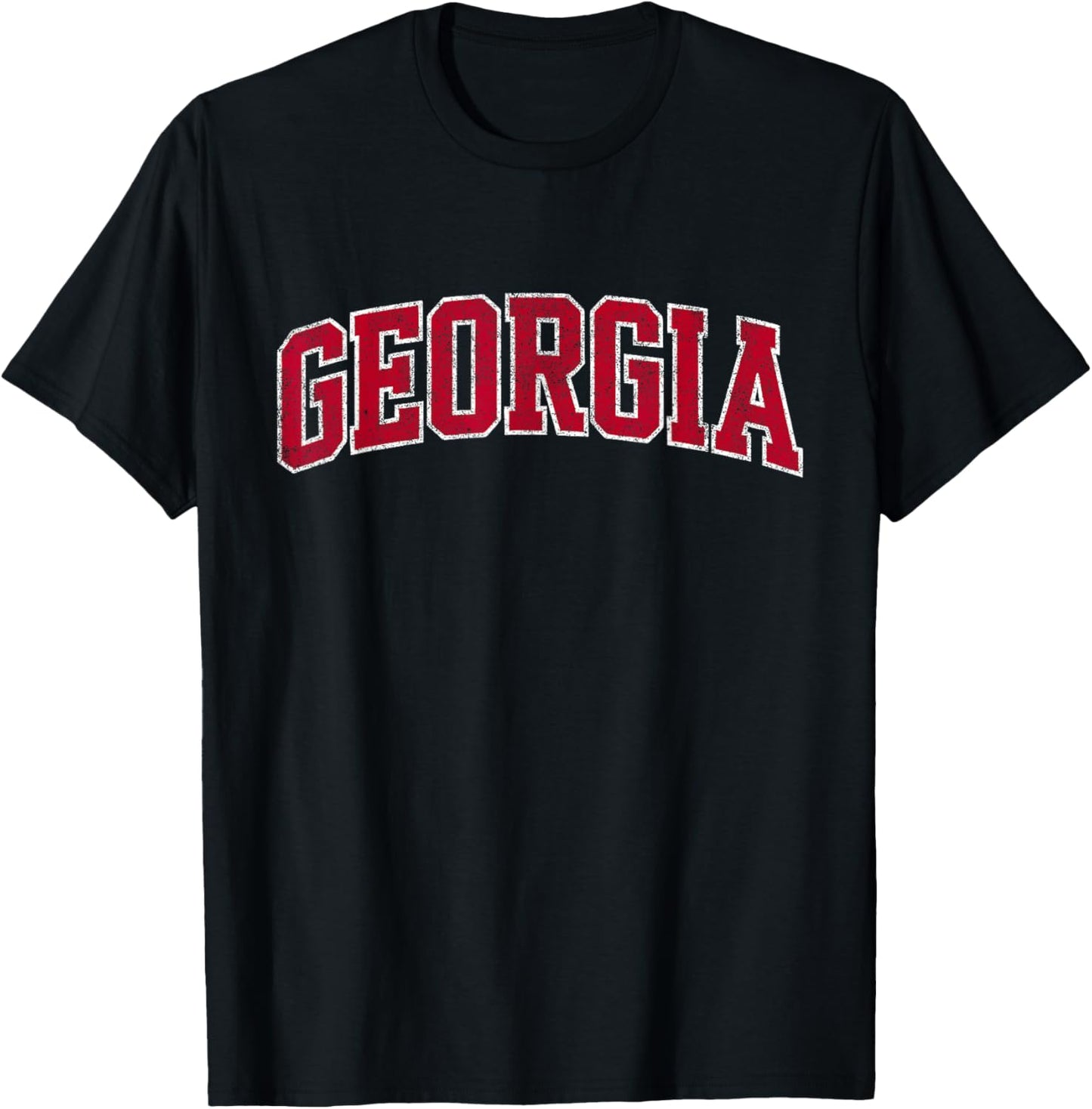 Georgia GA Vintage Athletic Sports Design Red Text T-Shirt - T-Shirt | Black