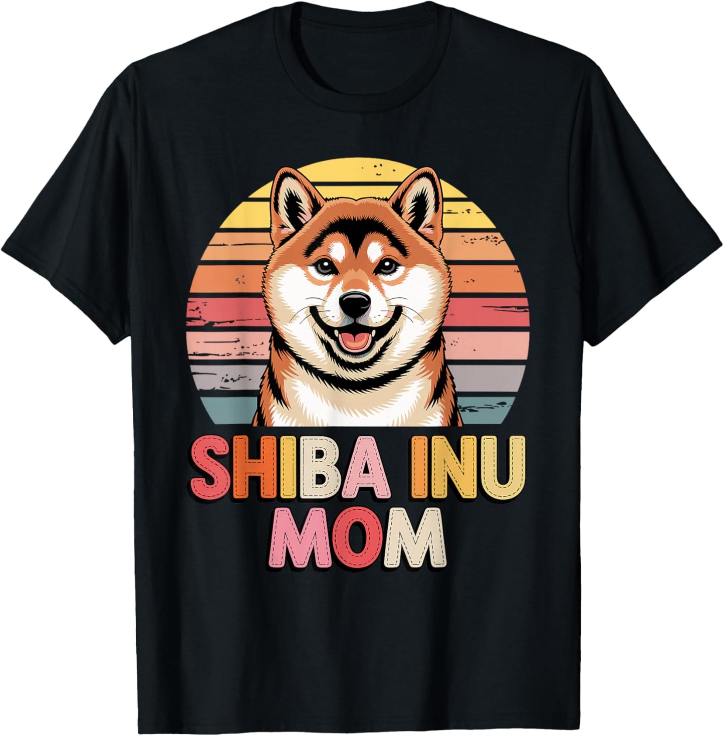 Retro Shiba Inu Mom T-Shirt - T-Shirt | Black