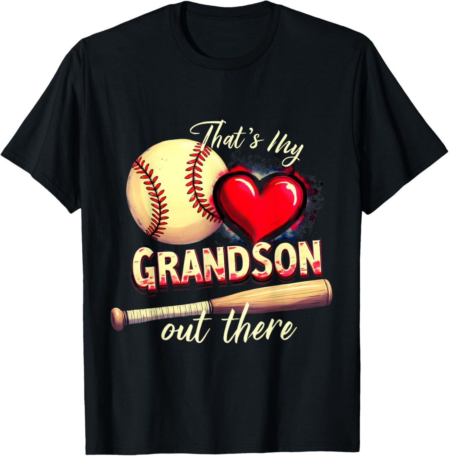 That's My Grandson Funny Women Baseball Grandma Mother's Day T-Shirt - T-Shirt | Black
