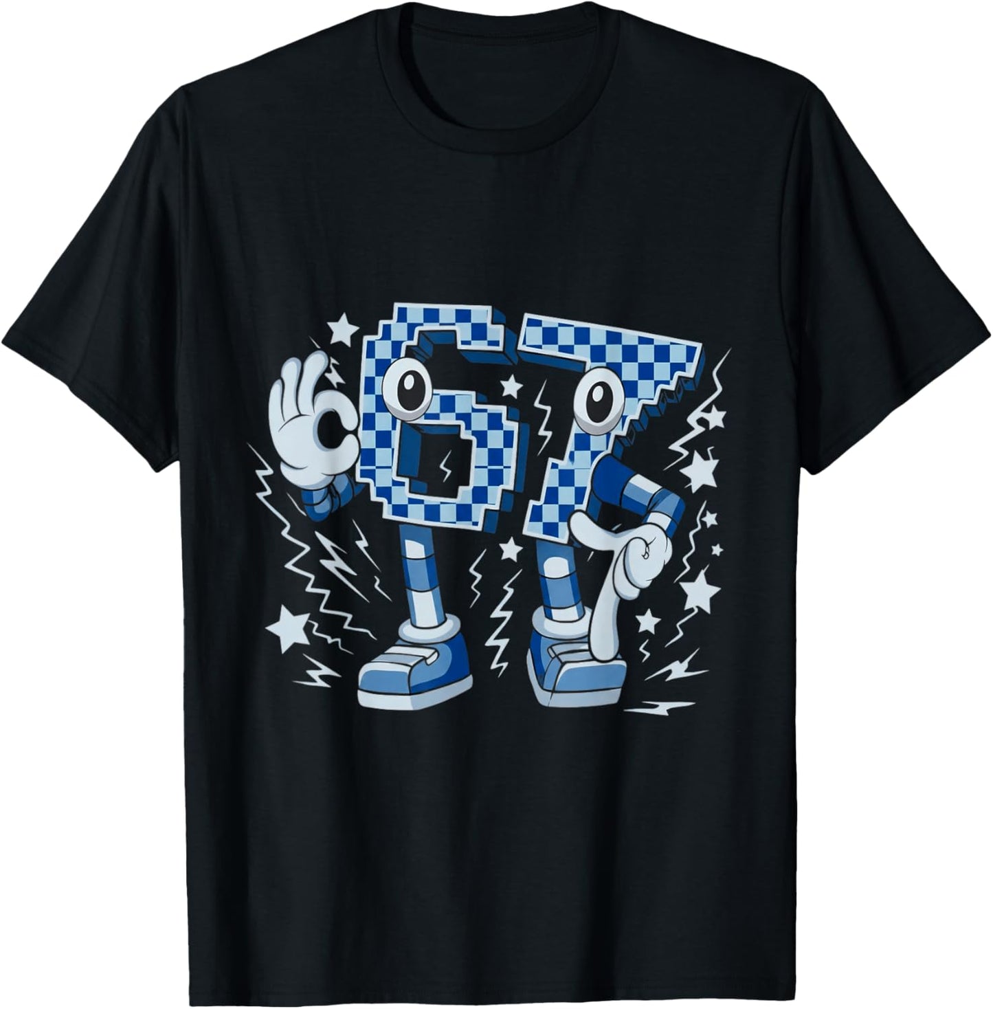 67 Six Seven 6-7 Brainrot T-Shirt - T-Shirt | Black