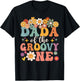 Retro Dada of Groovy One Matching Family 1st Birthday Party T-Shirt - T-Shirt | Black