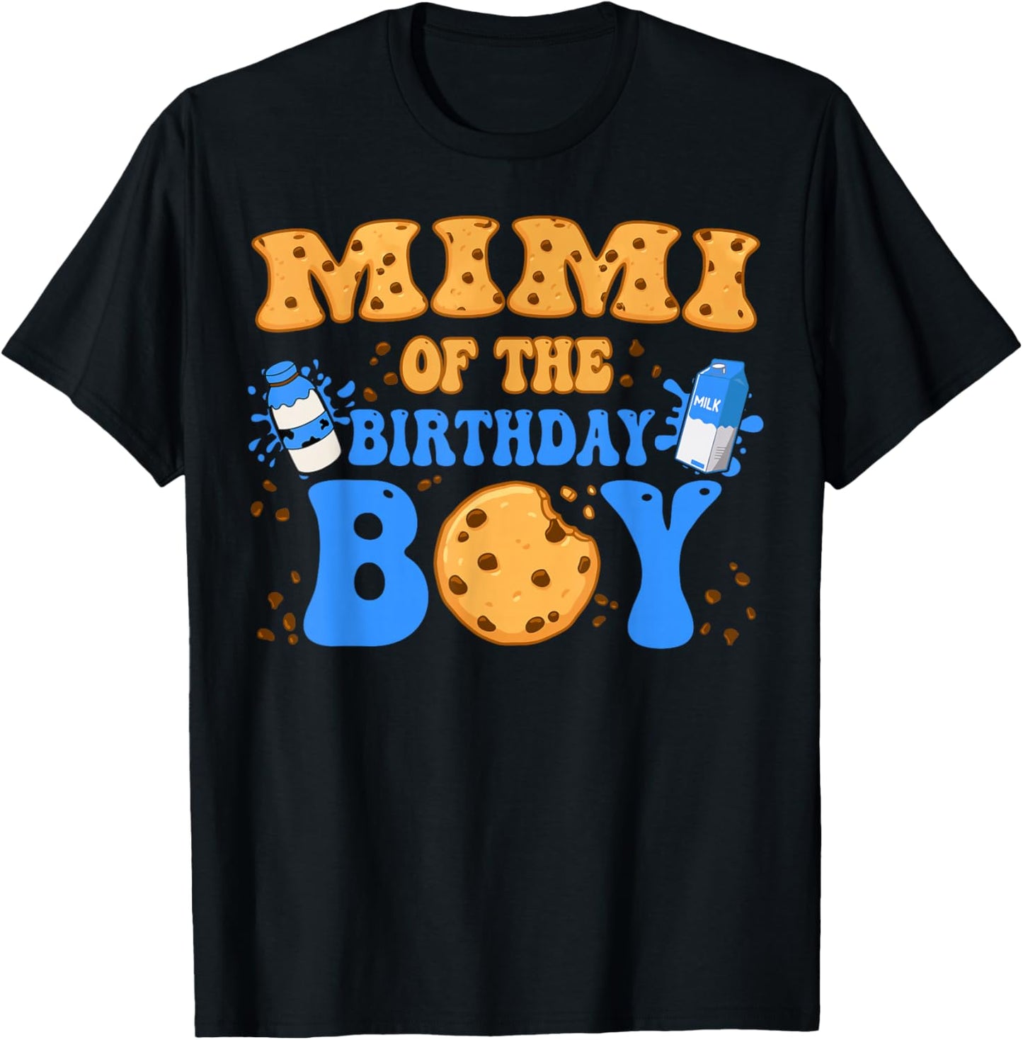 Mimi Of The Birthday Boy Milk and Cookies Lover T-Shirt - T-Shirt | Black