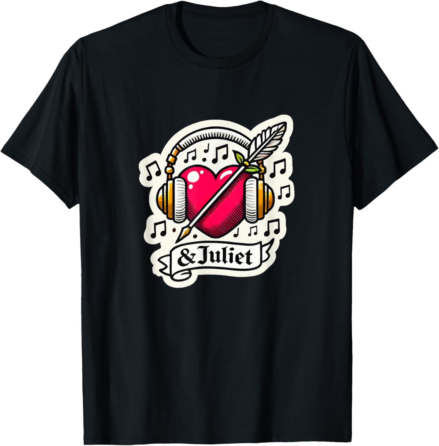 & Juliet Musical Theatre Heart Quill Musicals T-Shirt - T-Shirt | Black