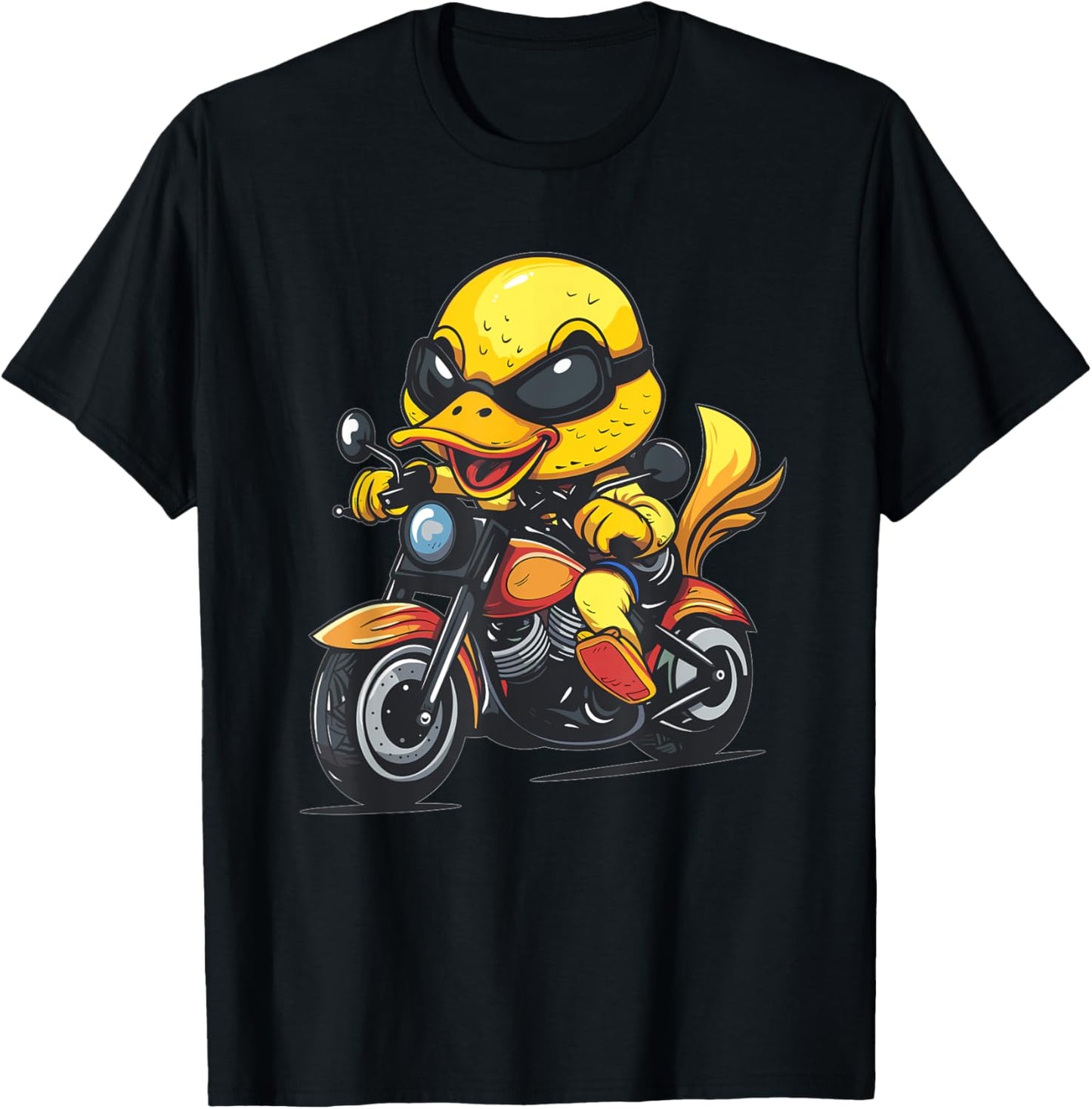 Cute Motorcycle Duck T-Shirt - T-Shirt | Black