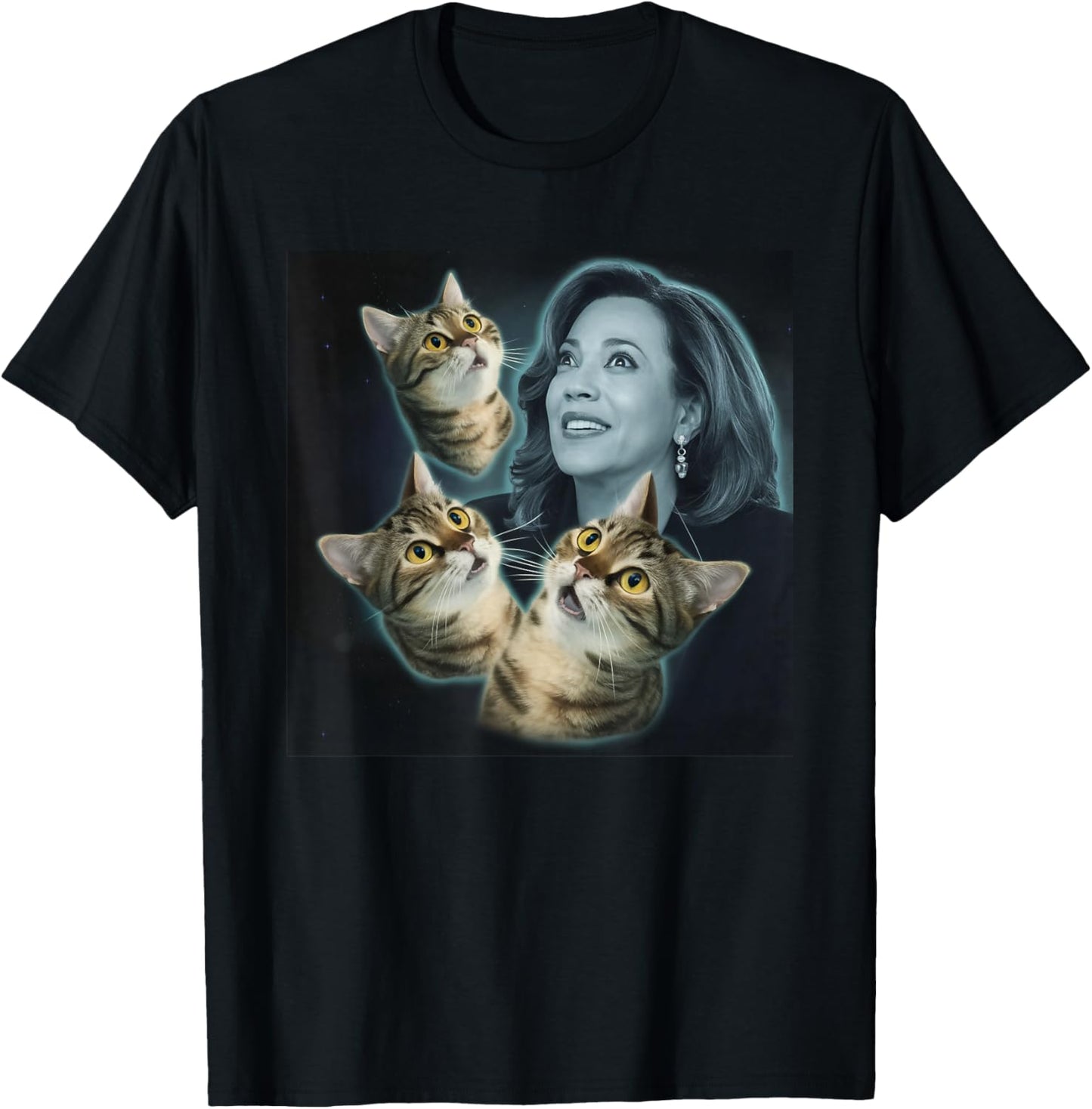 Three Cat Kamala Harris Funny Cats Lover Women T-Shirt - T-Shirt | Black