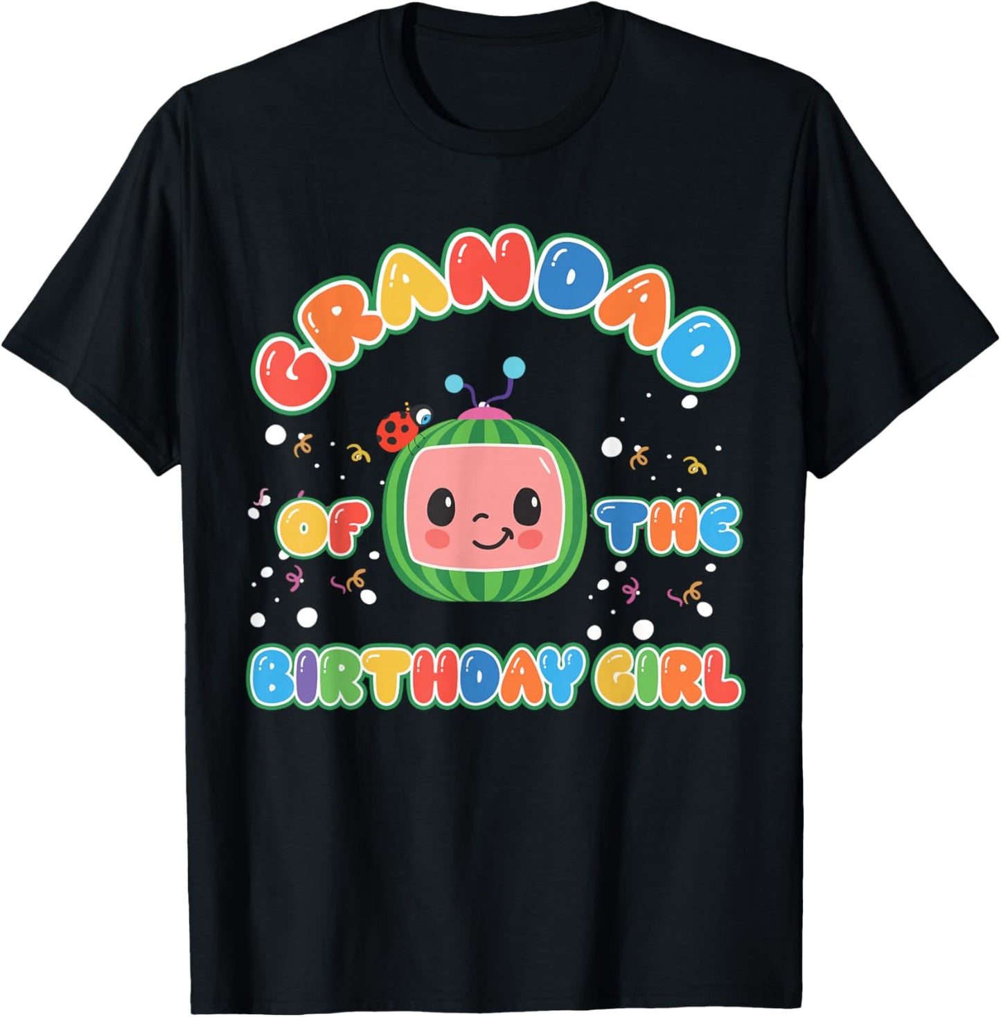 Grandad Of The Birthday Girl Melon Family Matching Funny T-Shirt - T-Shirt | Black