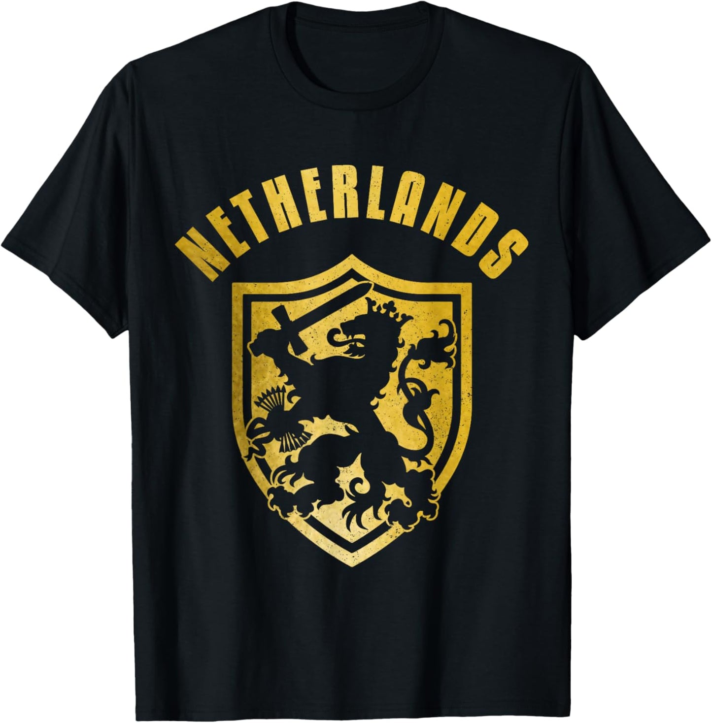 Nederland Netherlands Lion Dutch Holland Vintage T-Shirt - T-Shirt | Black