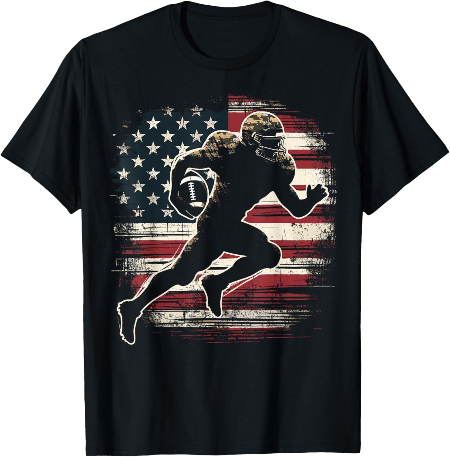 American Football Player Patriotic T-Shirt - T-Shirt | Black