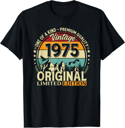 51 Anniversaire Cadeau Homme et Femme Vintage Année 1975 T-Shirt - T-Shirt | Black