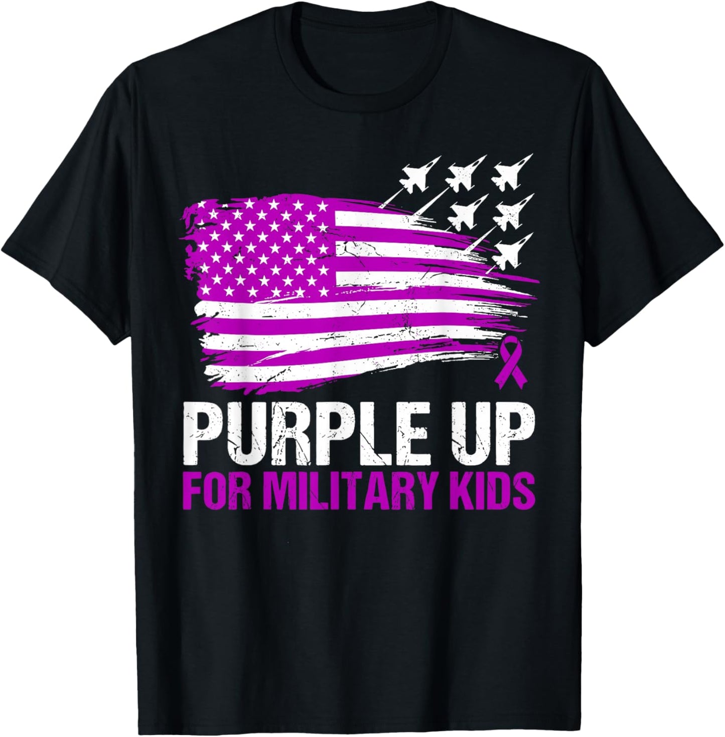Purple Up Military Kids Month of Military Kids T-Shirt - T-Shirt | Black