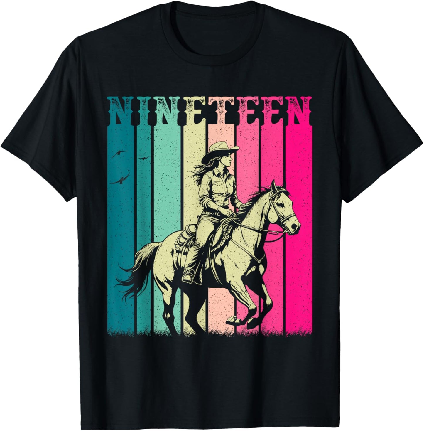 Cowgirl 19th Birthday Girls 19 Year Old Western Rodeo Party T-Shirt - T-Shirt | Black