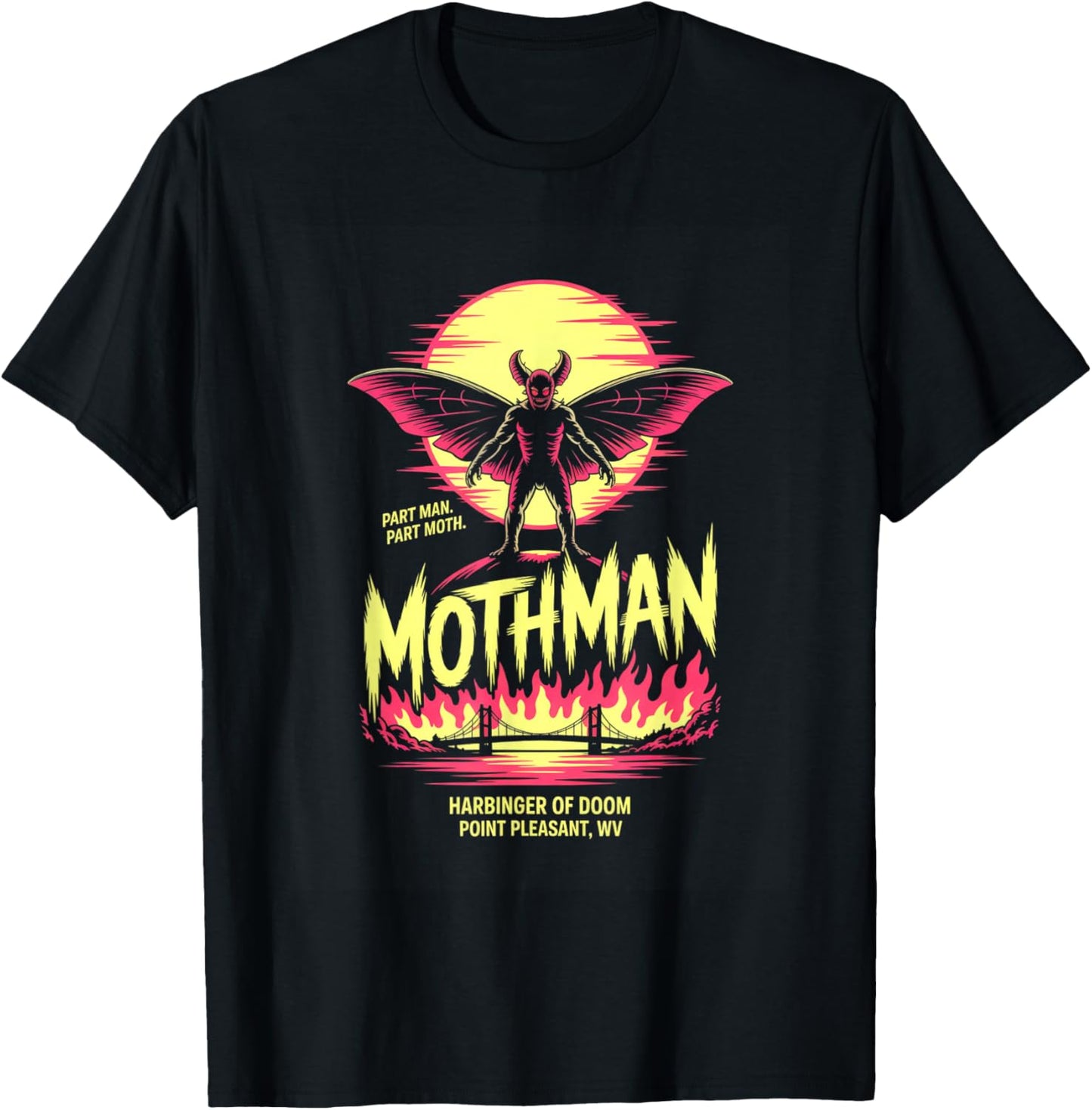 Part Man Part Moth Mothman Harbinger of Doom T-Shirt - T-Shirt | Black