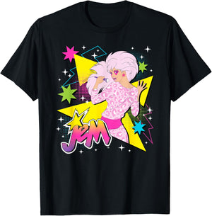 Jem and The Holograms Jem Pop Star Singing Stars & Geometric T-Shirt - T-Shirt | Black