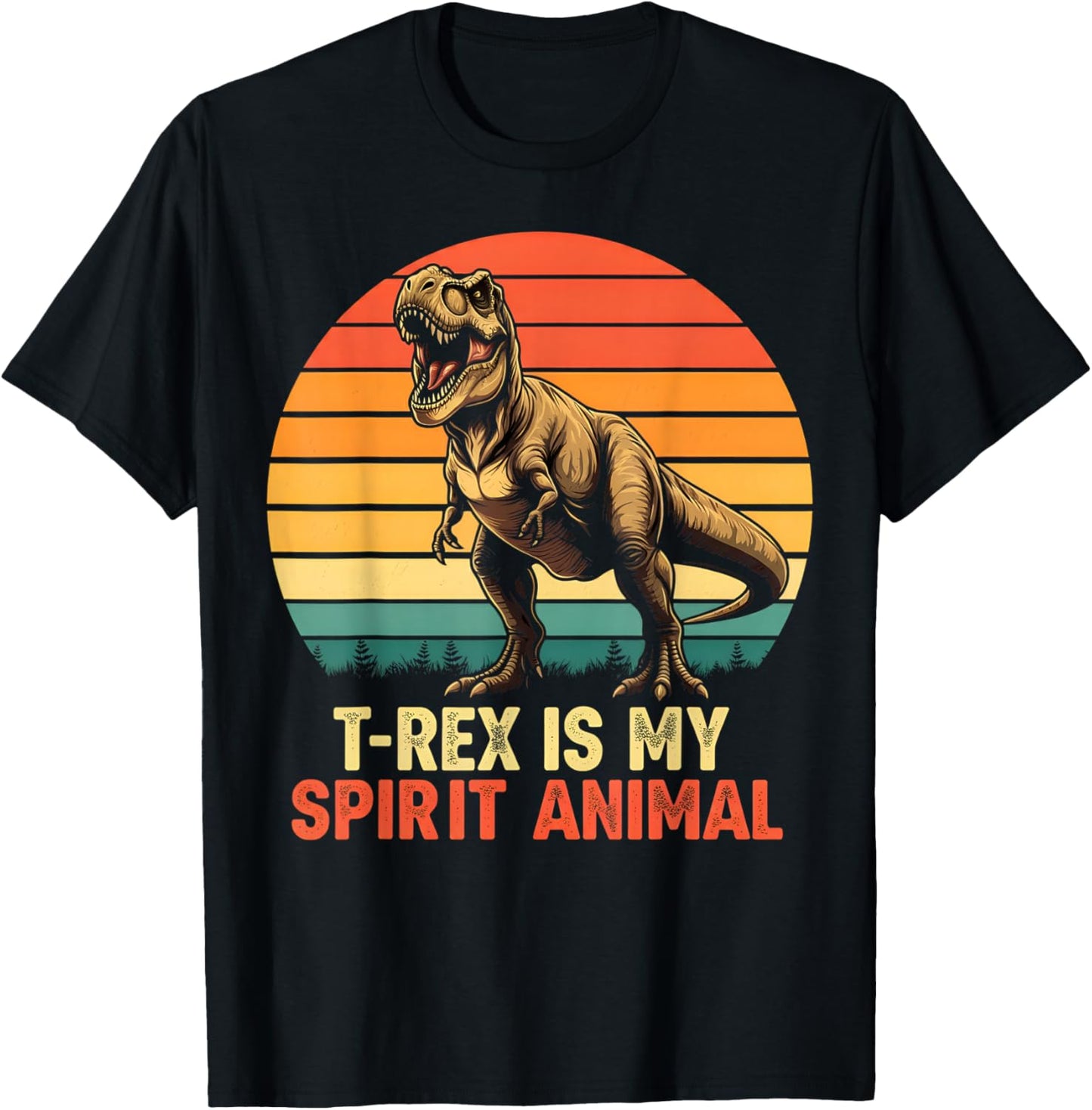 T-Rex is My Spirit Animal Funny Dinosaur Fan Retro Graphic T-Shirt - T-Shirt | Black