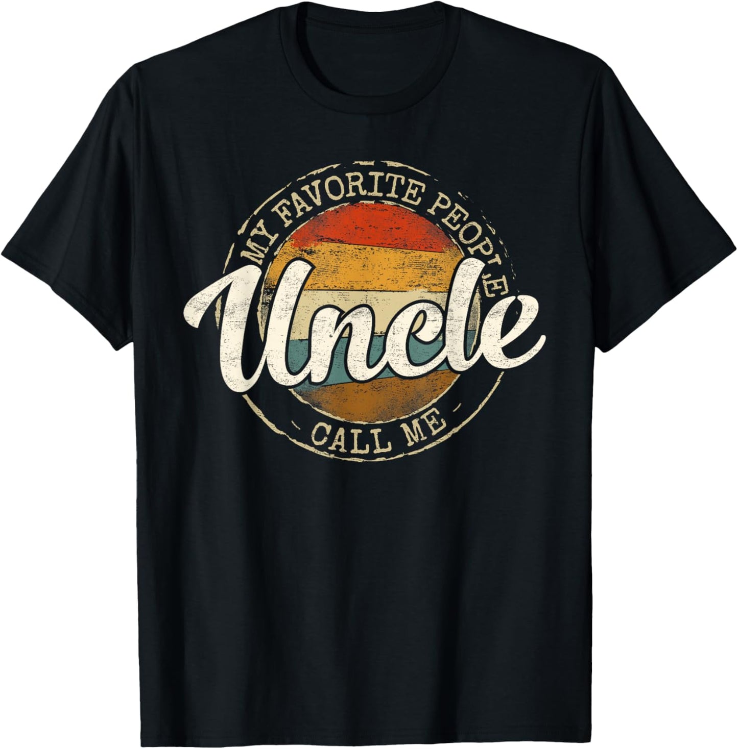 My Favorite People Call Me Uncle Vintage Stamp Mothers Day T-Shirt - T-Shirt | Black