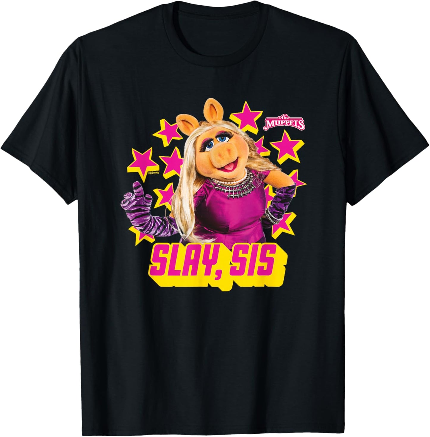 Disney The Muppets Miss Piggy Slay Sis Star T-Shirt - T-Shirt | Black