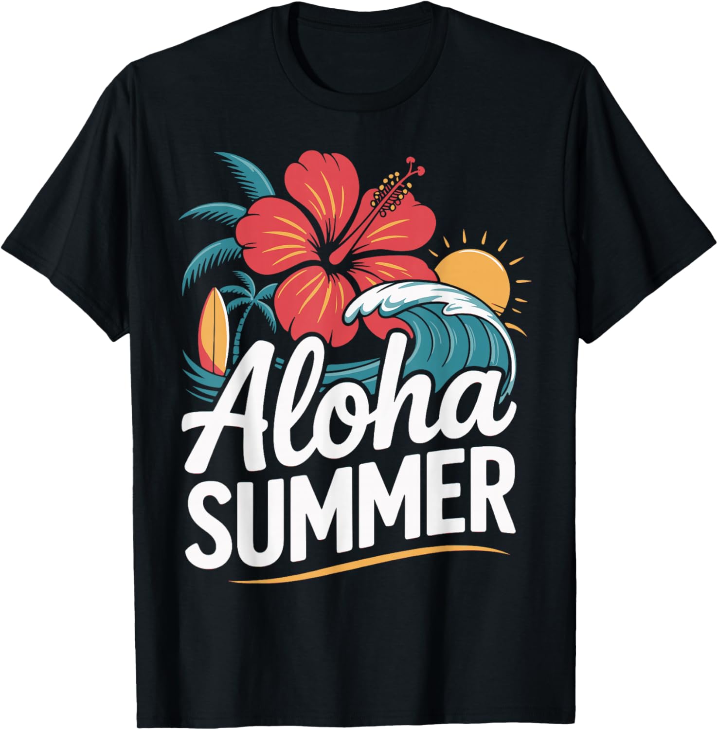 Aloha Summer Hawaiian Teacher Last Day of School Beach Lover T-Shirt - T-Shirt | Black