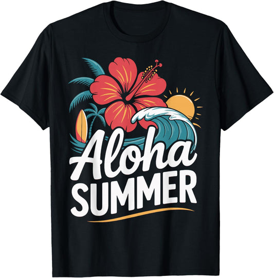 Aloha Summer Hawaiian Teacher Last Day of School Beach Lover T-Shirt - T-Shirt | Black