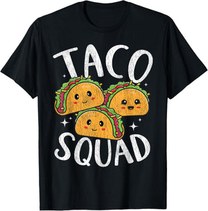 Kawaii Taco Squad For Tacos Lover Men Women Kids Vintage T-Shirt - T-Shirt | Black