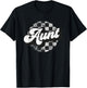 Funny Retro Checkered Aunt Race Vintage Matching Family Race T-Shirt - T-Shirt | Black