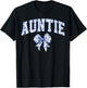 Auntie Coquette Toile Blue Bow Floral Family Matching T-Shirt - T-Shirt | Black
