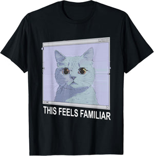 Weirdcore Aesthetic Cat Dreamcore Glitch 90s Window Art T-Shirt - T-Shirt | Black