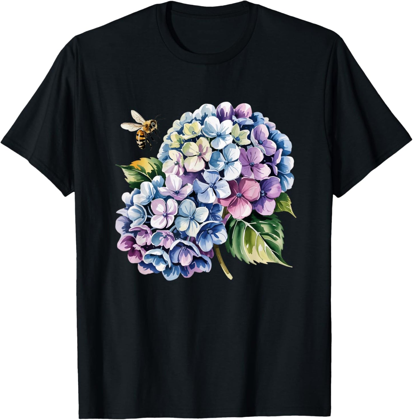 Blue Hydrangea Bouquet Design Flower Lovers and Hydrangea T-Shirt - T-Shirt | Black