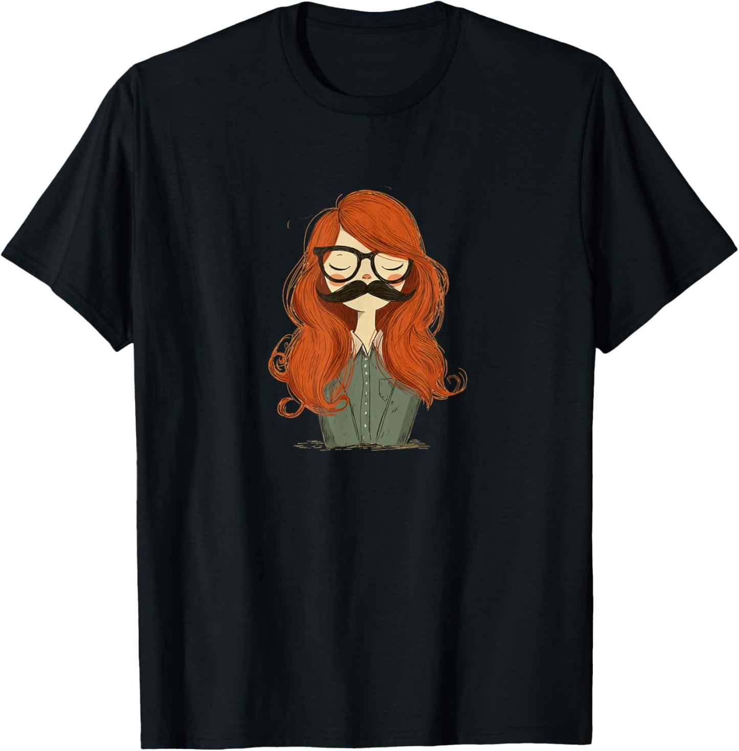 Cute Girl with Funny Mustache Beard Costume T-Shirt - T-Shirt | Black