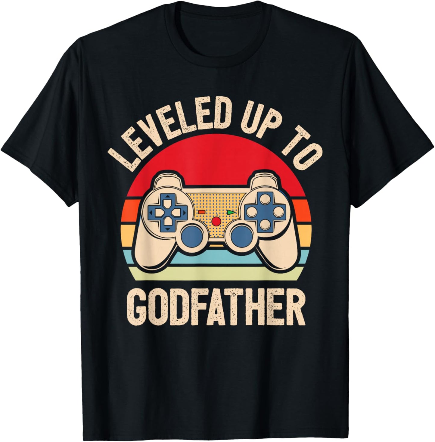 Leveled Up To Godfather Video Gamer Retro T-Shirt - T-Shirt | Black