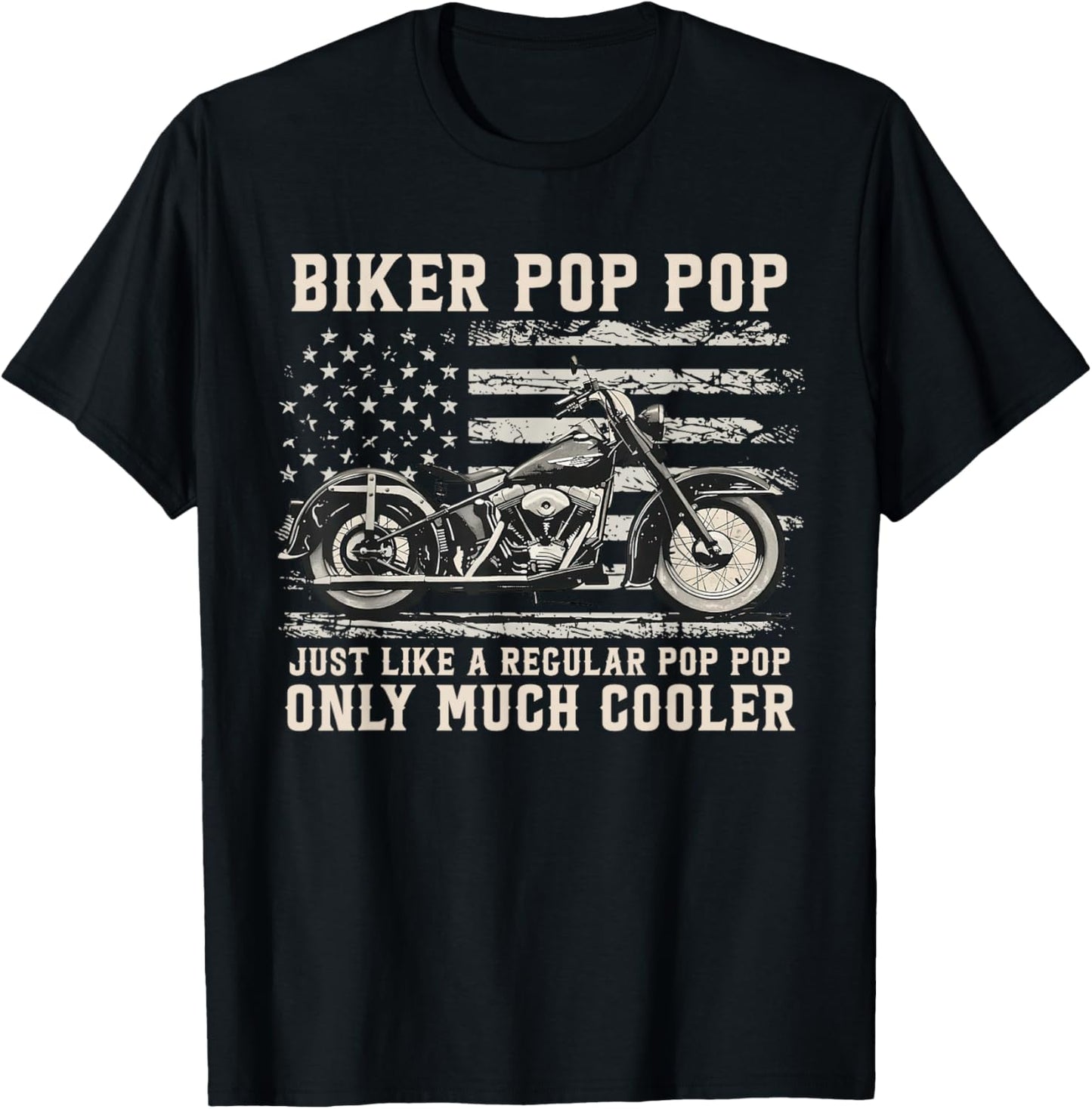 Biker Pop Pop Like A Normal Pop Pop Only Much Cooler T-Shirt - T-Shirt | Black