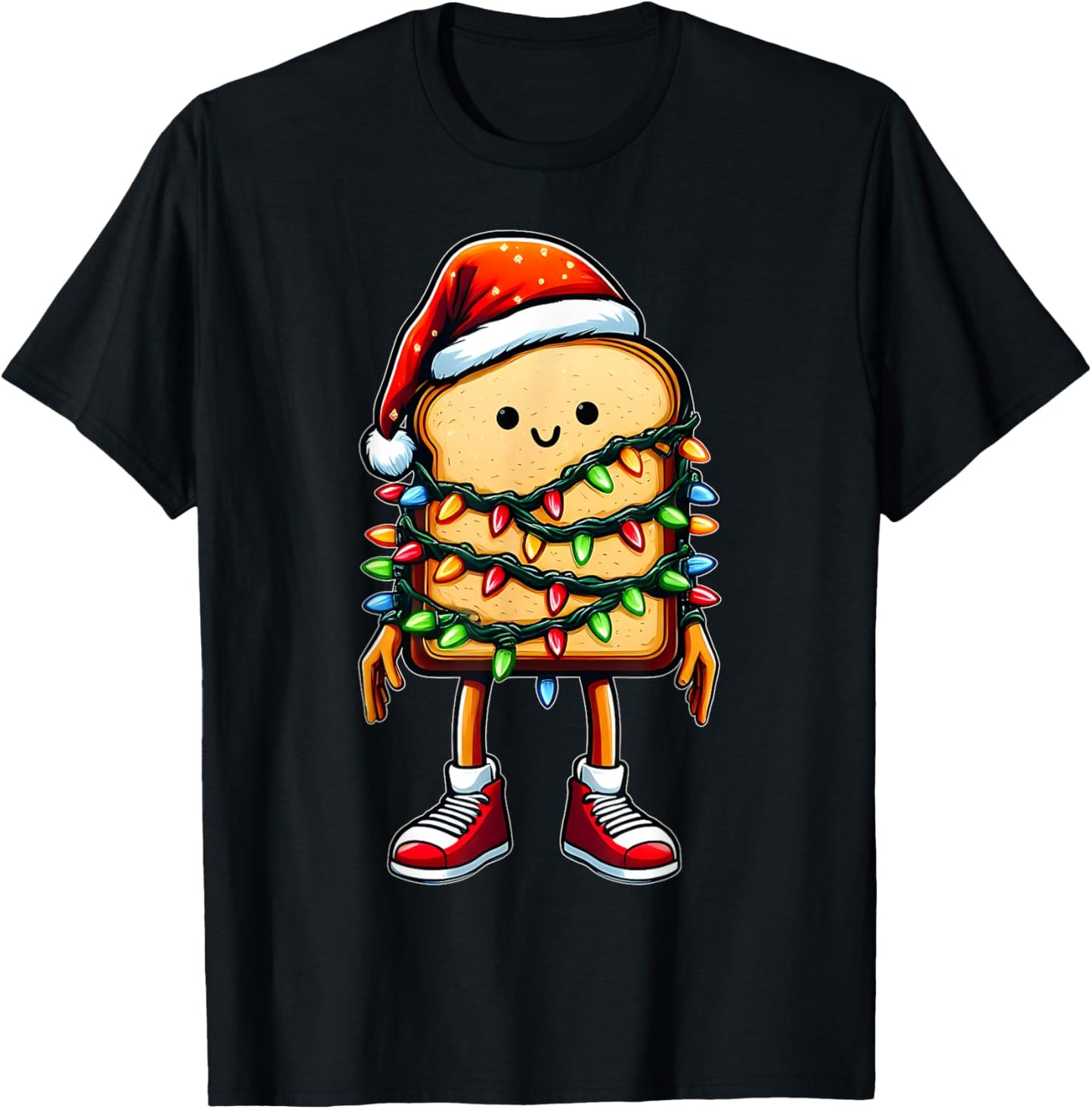 Cute Loaf Bread Baking Bread Baker Christmas Hat Xmas T-Shirt - T-Shirt | Black