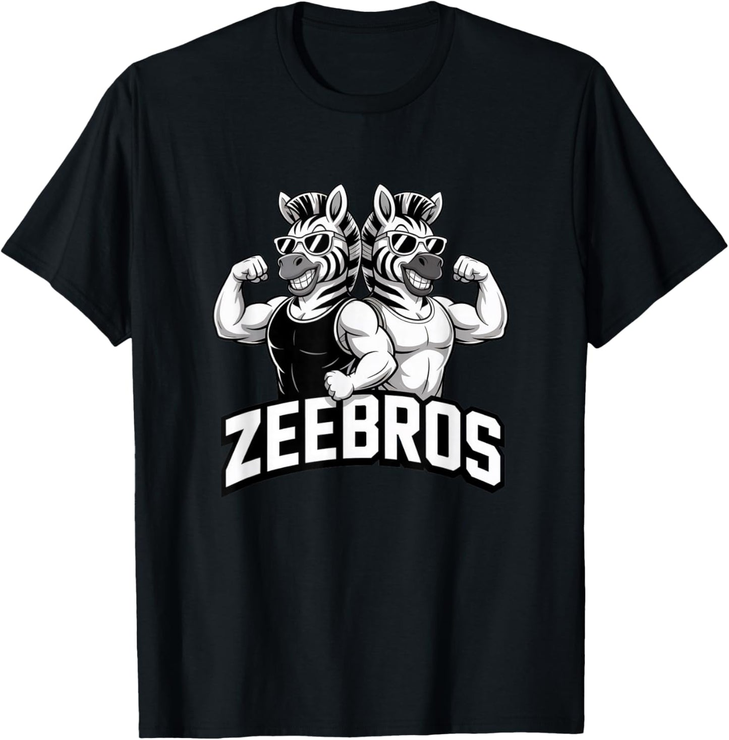 Zeebros Cute Zebra Duo Design for Zebros Lovers T-Shirt - T-Shirt | Black