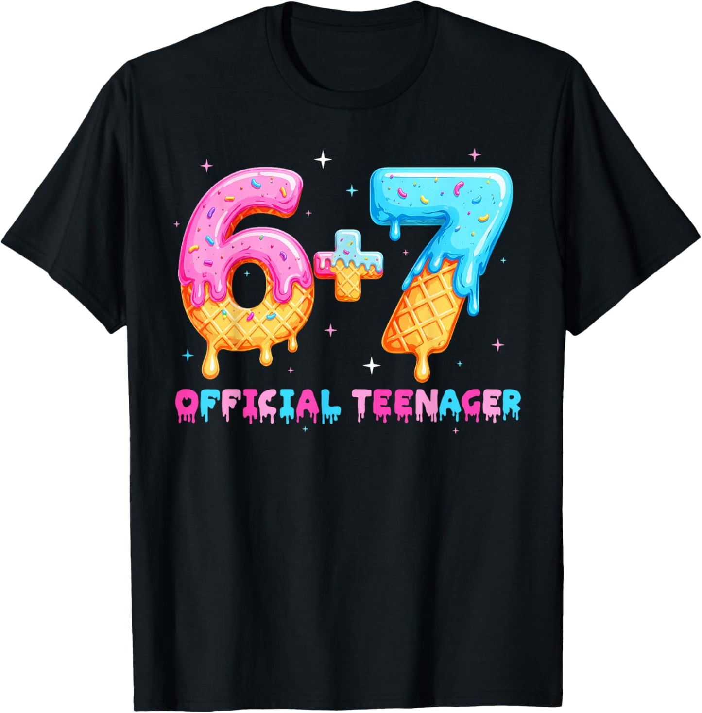 13th Birthday Official Teenager Six Seven Cream 67 Dripping T-Shirt - T-Shirt | Black
