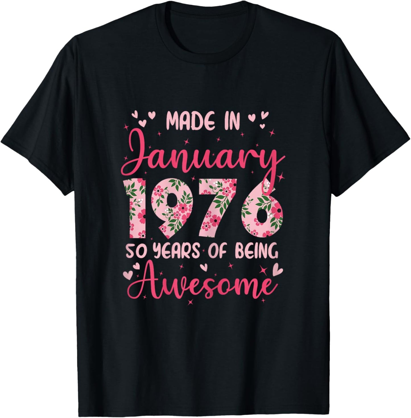 January 1976 Cool 50th Birthday Gift T-Shirt - T-Shirt | Black