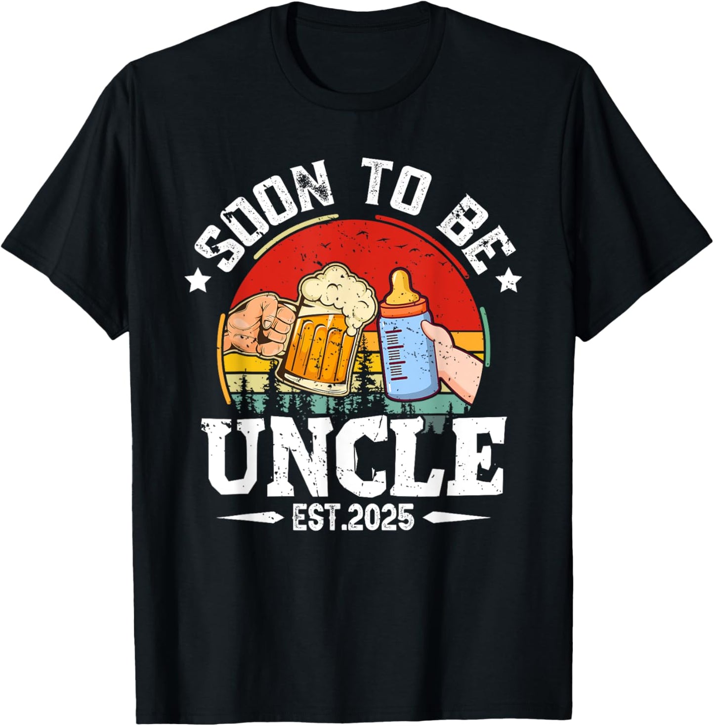 Soon To Be Uncle 2025 Retro Pregnancy Announcement Dad T-Shirt - T-Shirt | Black