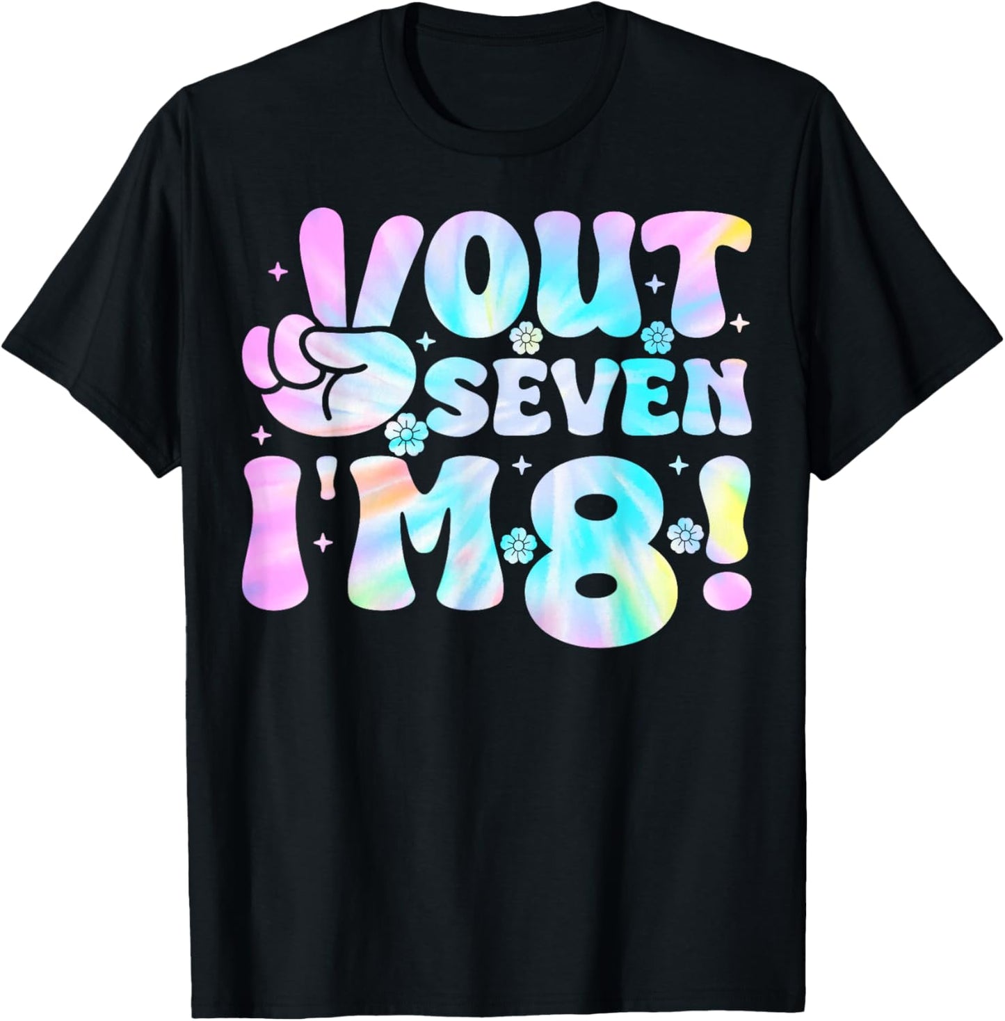 Peace Out Seven I'm 8 Kids Eight Years Old 8th Birthday T-Shirt - T-Shirt | Black