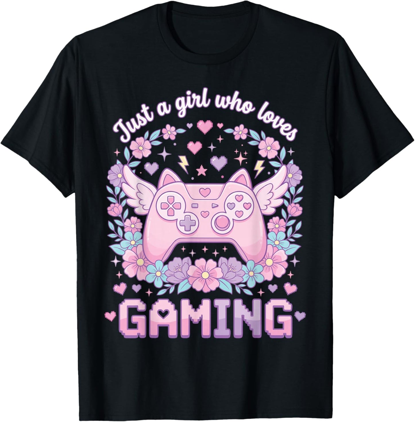 Just A Girl Who Loves Gaming Cute Gamer Video Game Culture T-Shirt - T-Shirt | Black
