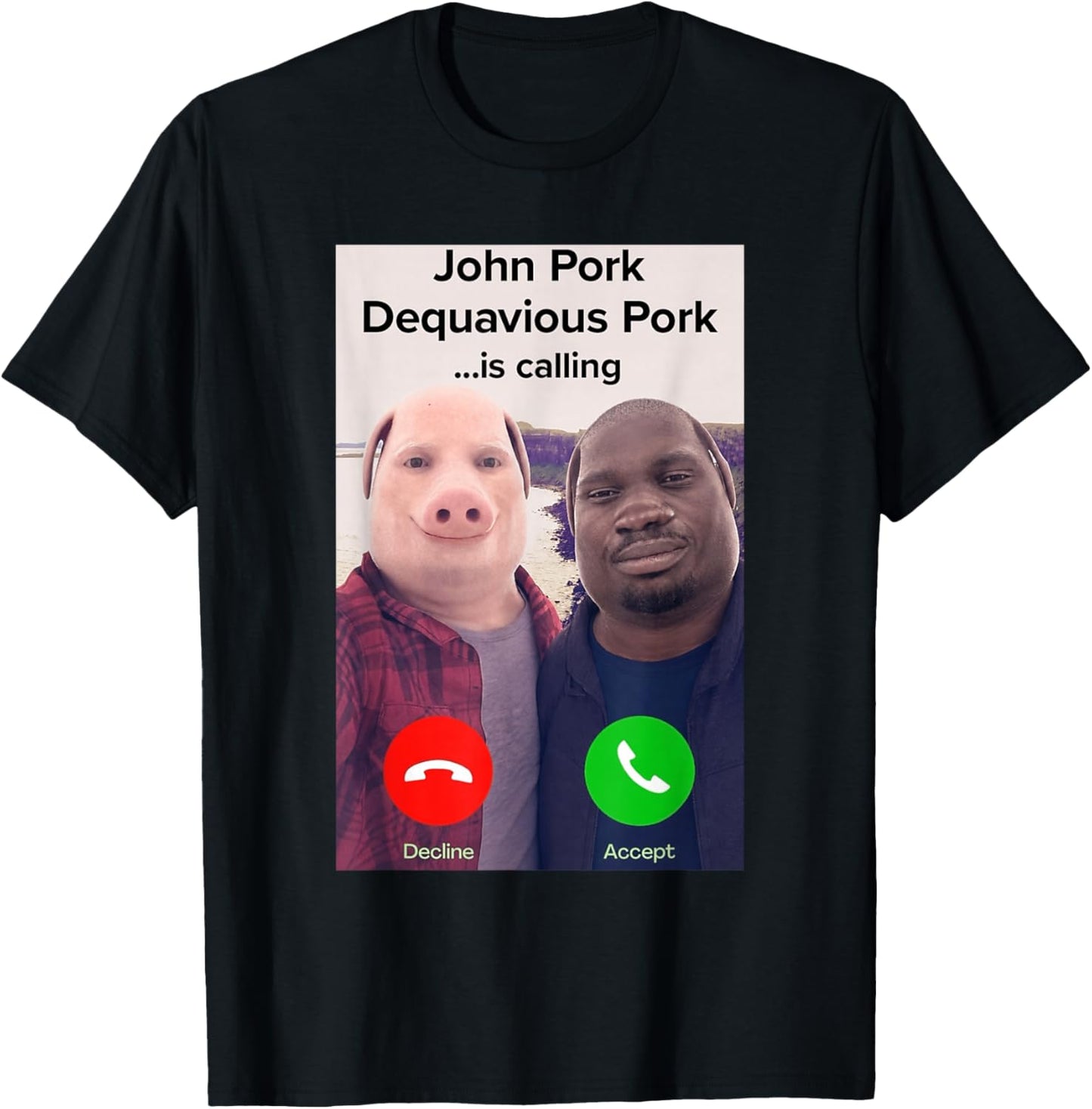 John Pork Dequavious Pork is Calling T-Shirt - T-Shirt | Black