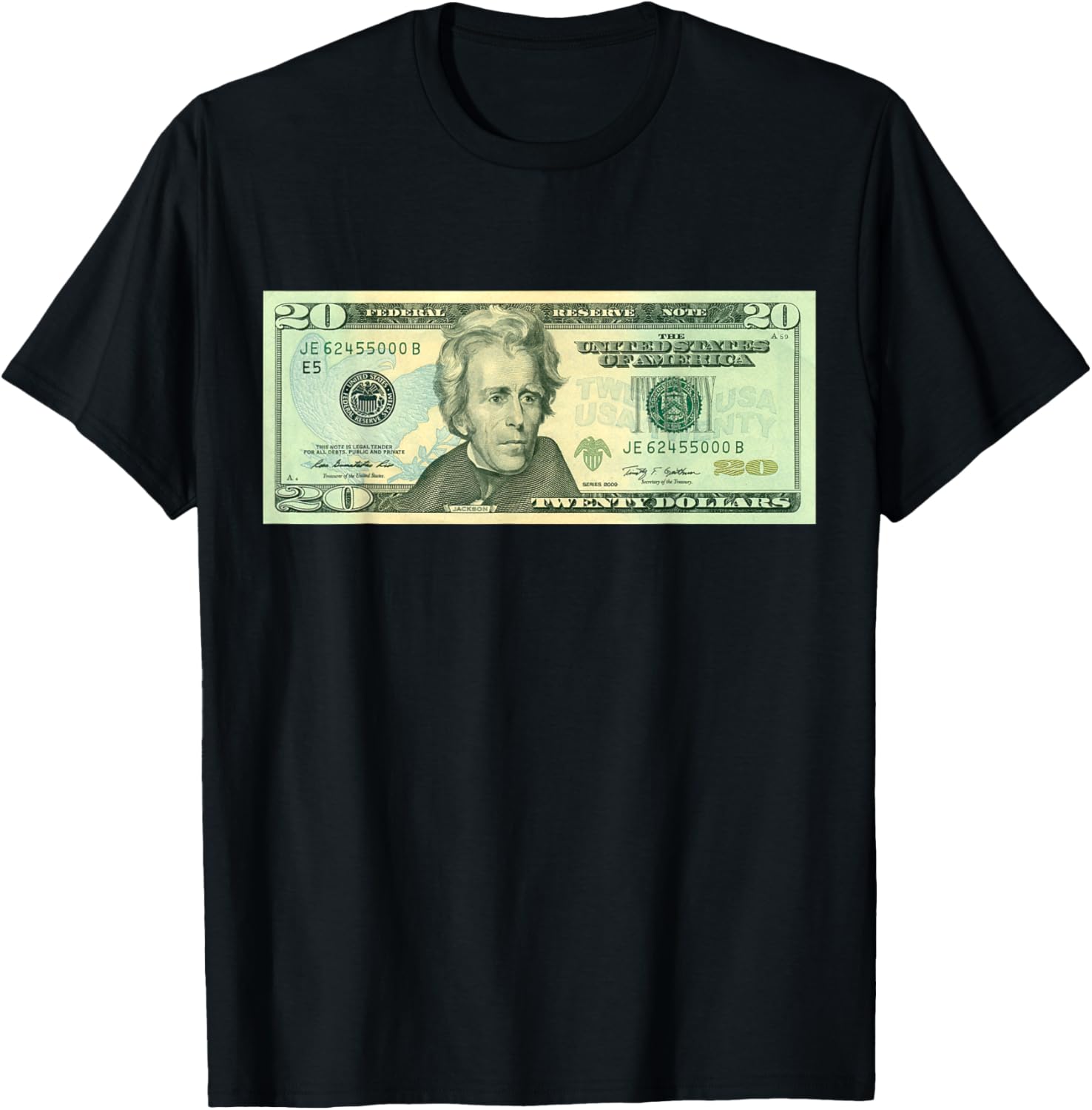 Official $20 Dollar Bill Vintage Money Design Cash Currency T-Shirt - T-Shirt | Black