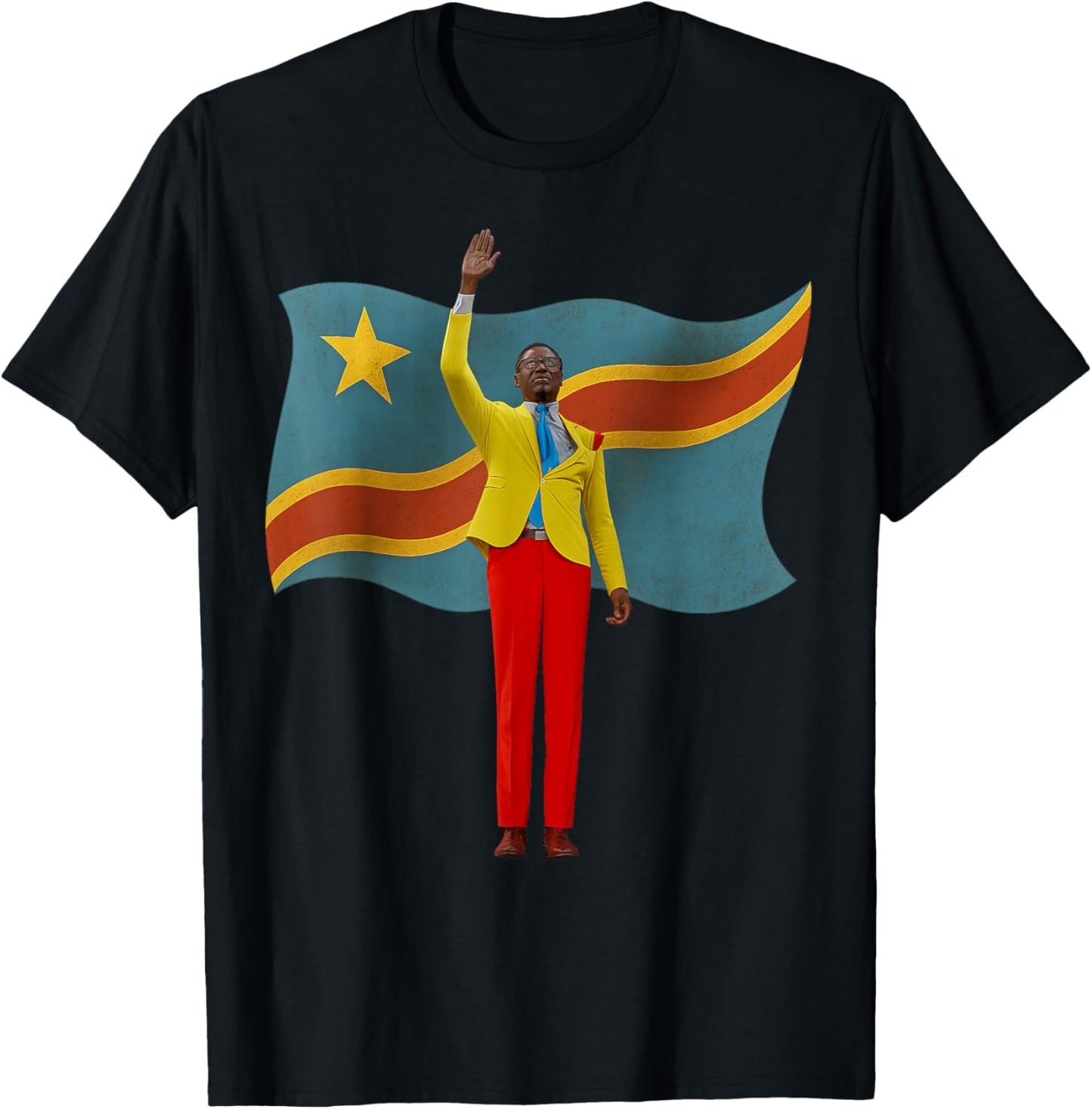 Lumumba - Congo Fan Design - Tribute to the Raised Hand T-Shirt - T-Shirt | Black