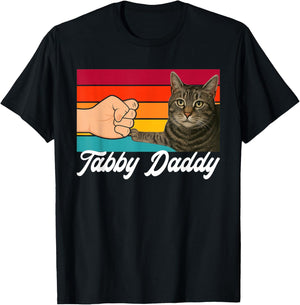 Tabby Daddy Gray Tabby Cat Dad Grey Tabby Cat Owner T-Shirt - T-Shirt | Black